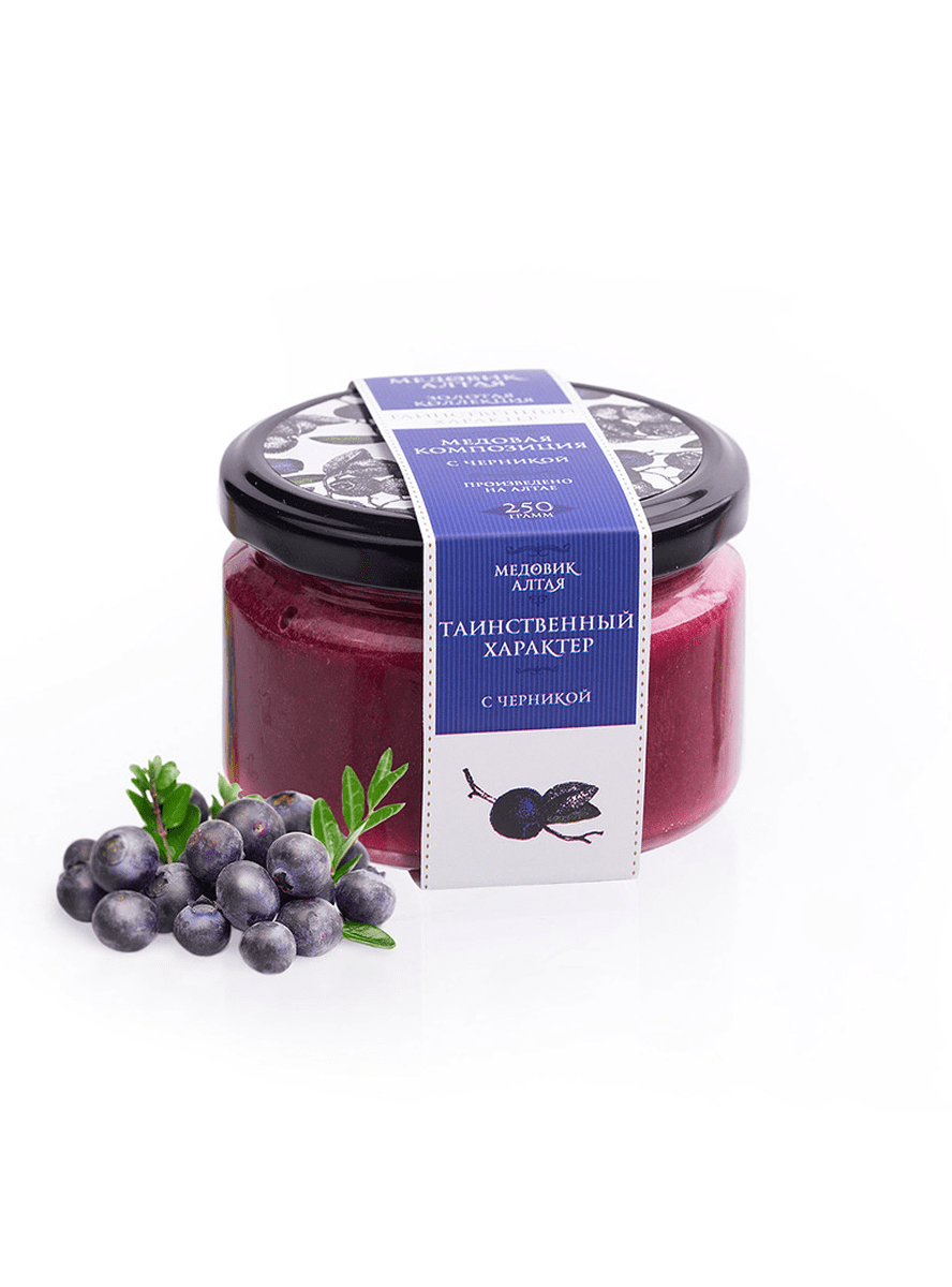 Altai honey with blueberries